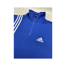 Adidas Vintage Blue 3-Stripe Quarter-Zip Cotton Sweater