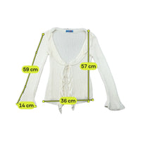 Z.a. sister Rib Knit Tie Front Ruffle Bell Sleeve Cardigan