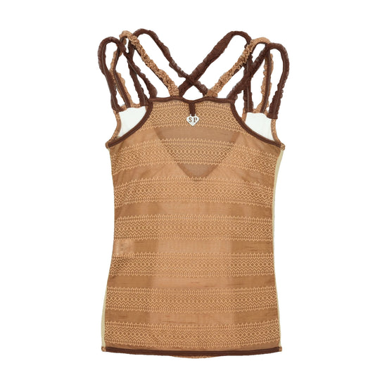 Y2K Mesh Crochet Tank Top Braided Straps Bohemian