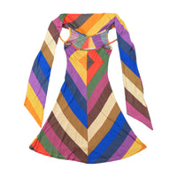 Nolita De Nimes Multicolor Chevron Cutout Long-Sleeve Mini Dress