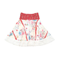 Saia Pollera em Camadas com estampado floral e de Borboleta
