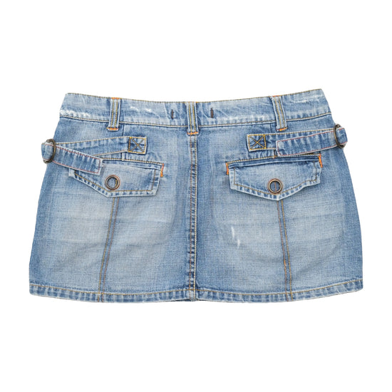 Phard Washed Denim Mini Skirt with Utility Pocket Details