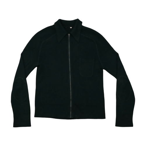 Vintage Dark Green Virgin Wool Blend Full Zip Collared Sweater