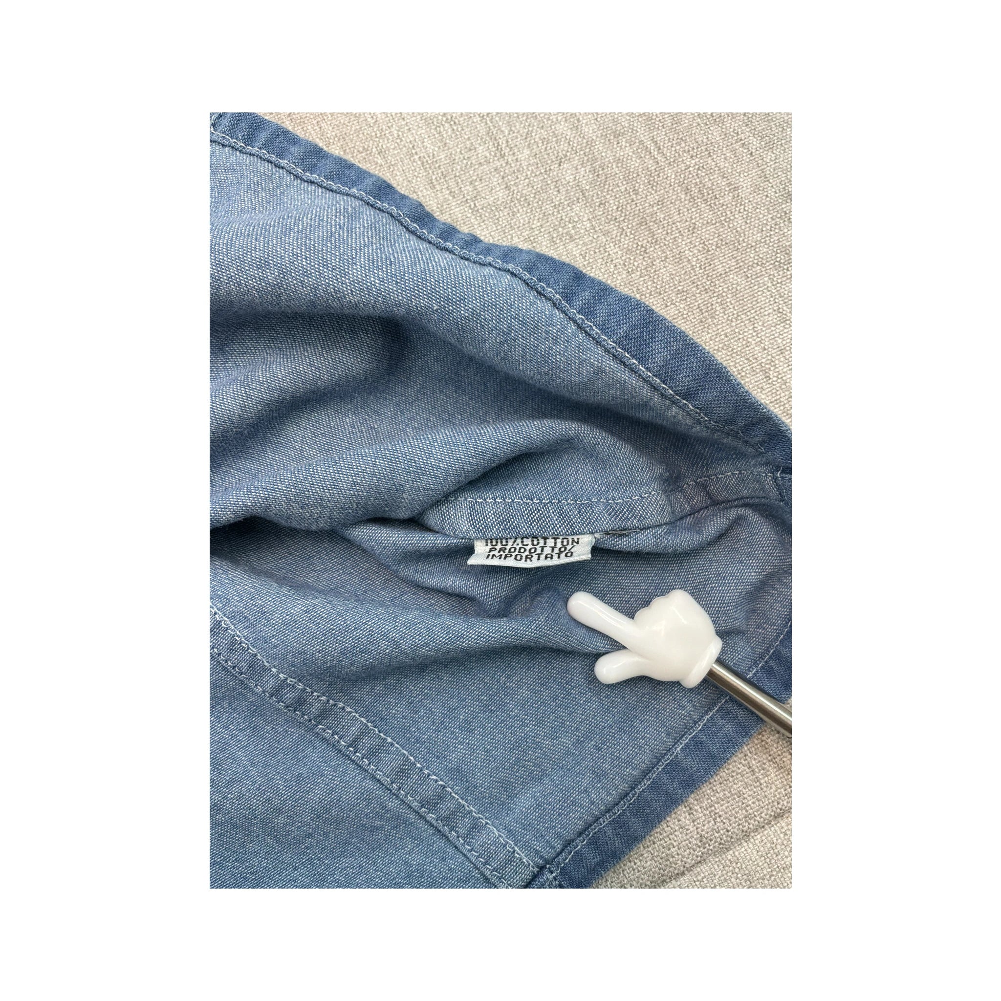 Blue Jeans Basic Distressed Wash Button-Up Short Sleeve Shirt
