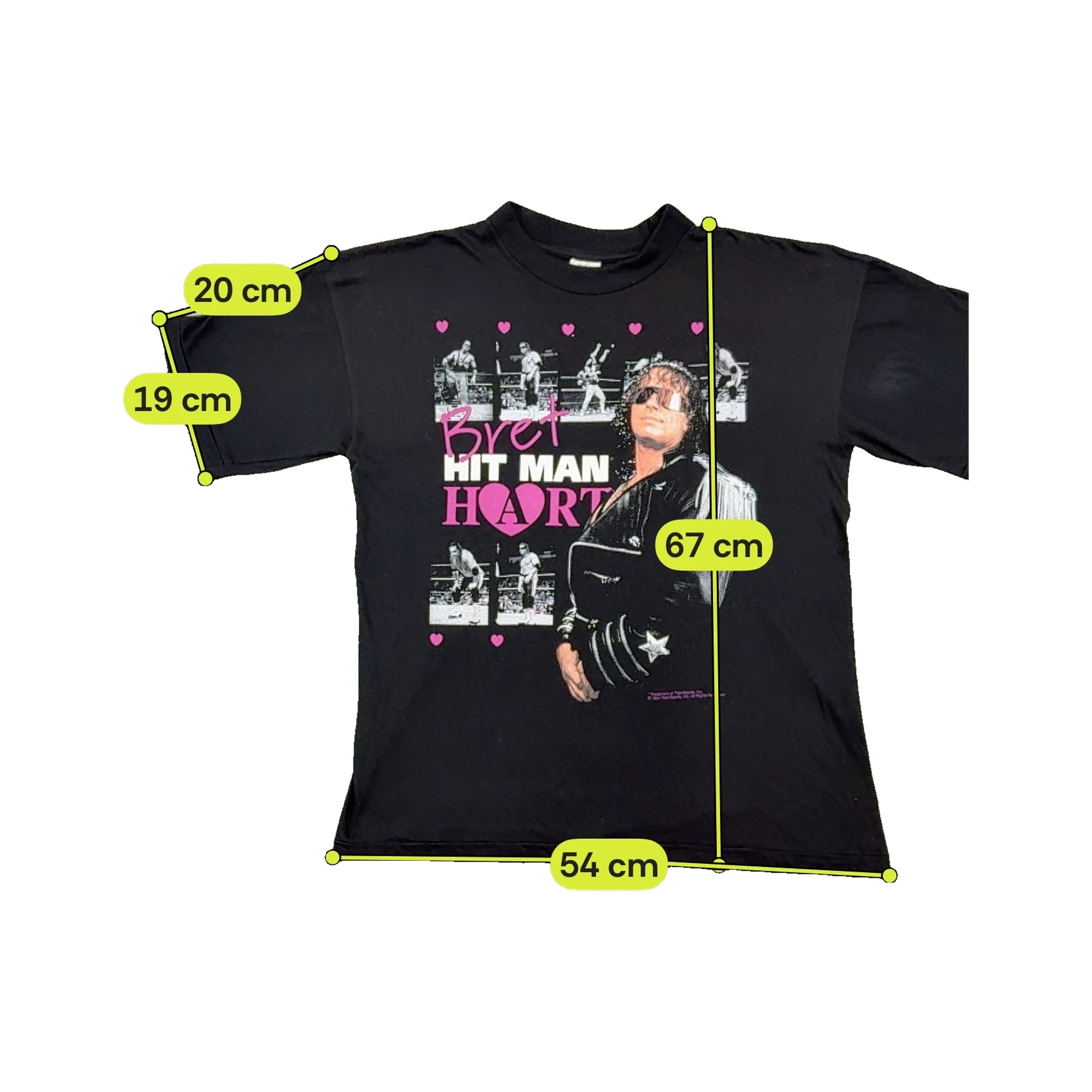 T-shirt vintage com estampado de Bret Hit Man Hart