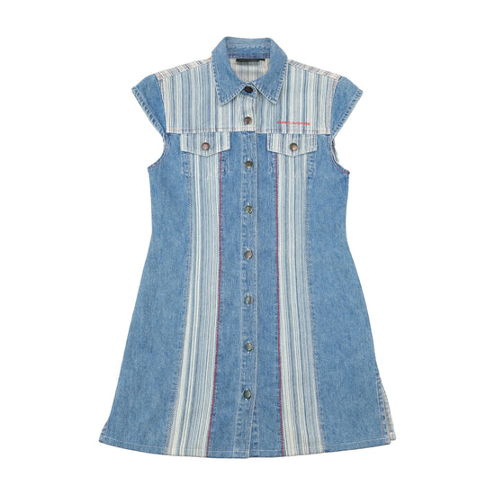 Maui and Wowie Striped Denim Cotton Mini Dress