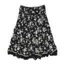 Woman Floral Crinkle Lace Hem Skirt