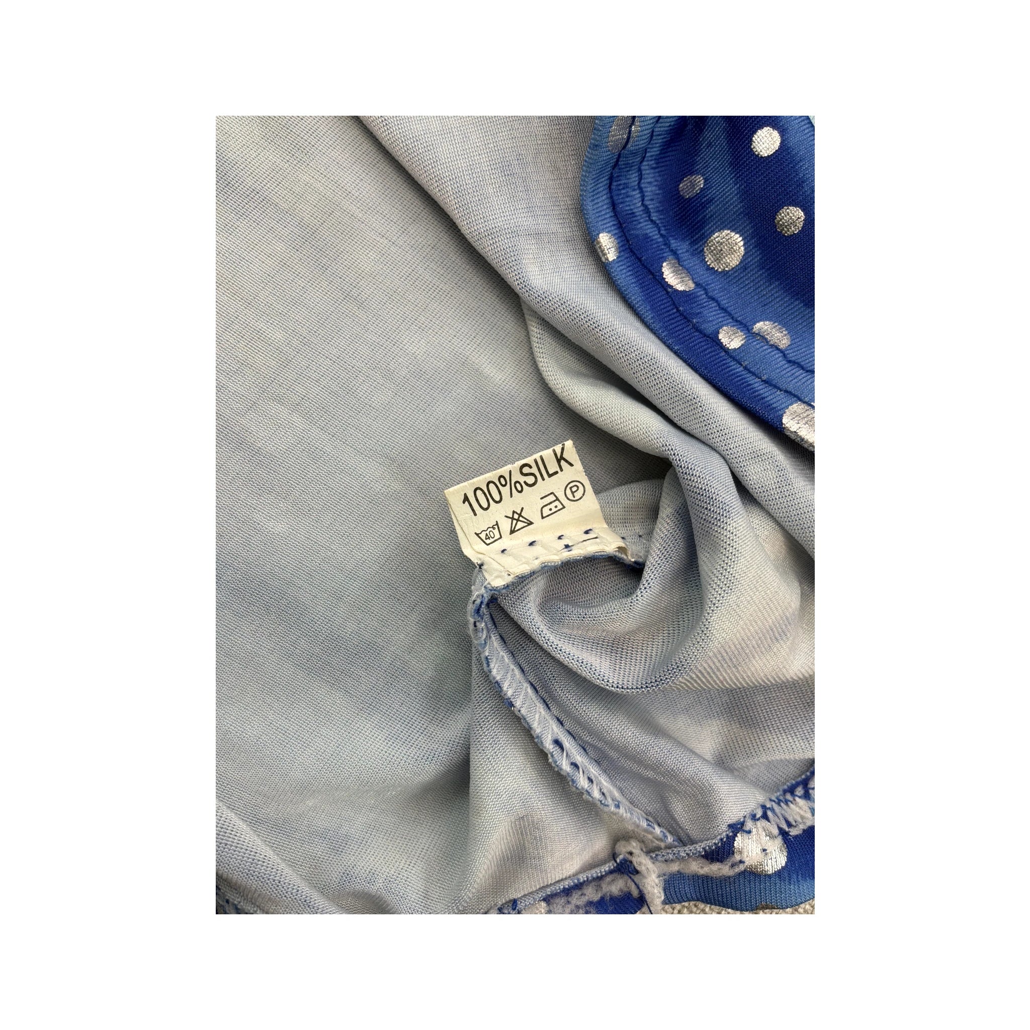 ID.IM Blue Polka Dot Abstract Print Silk Shirt