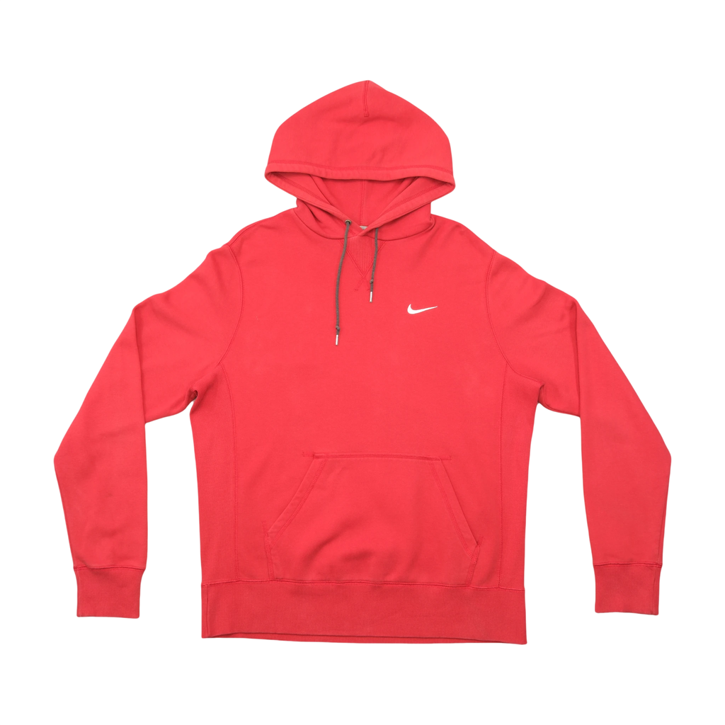 Nike Red Cotton Blend Embroidered Swoosh Pullover Hoodie Sweater