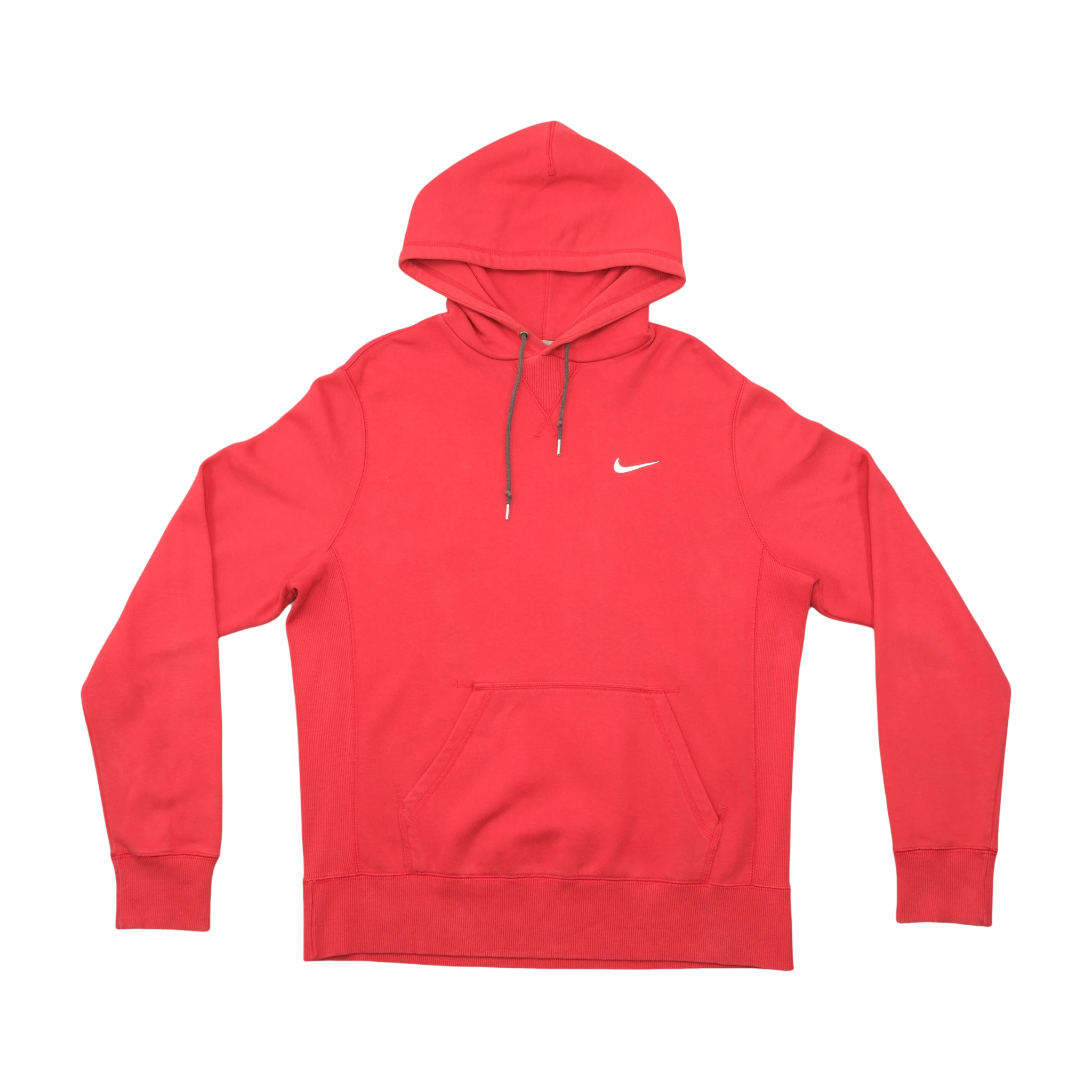 Nike Red Cotton Blend Embroidered Swoosh Pullover Hoodie Sweater