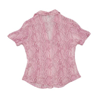 Oltre Pink Snakeskin Print Short Sleeve Button Up Shirt