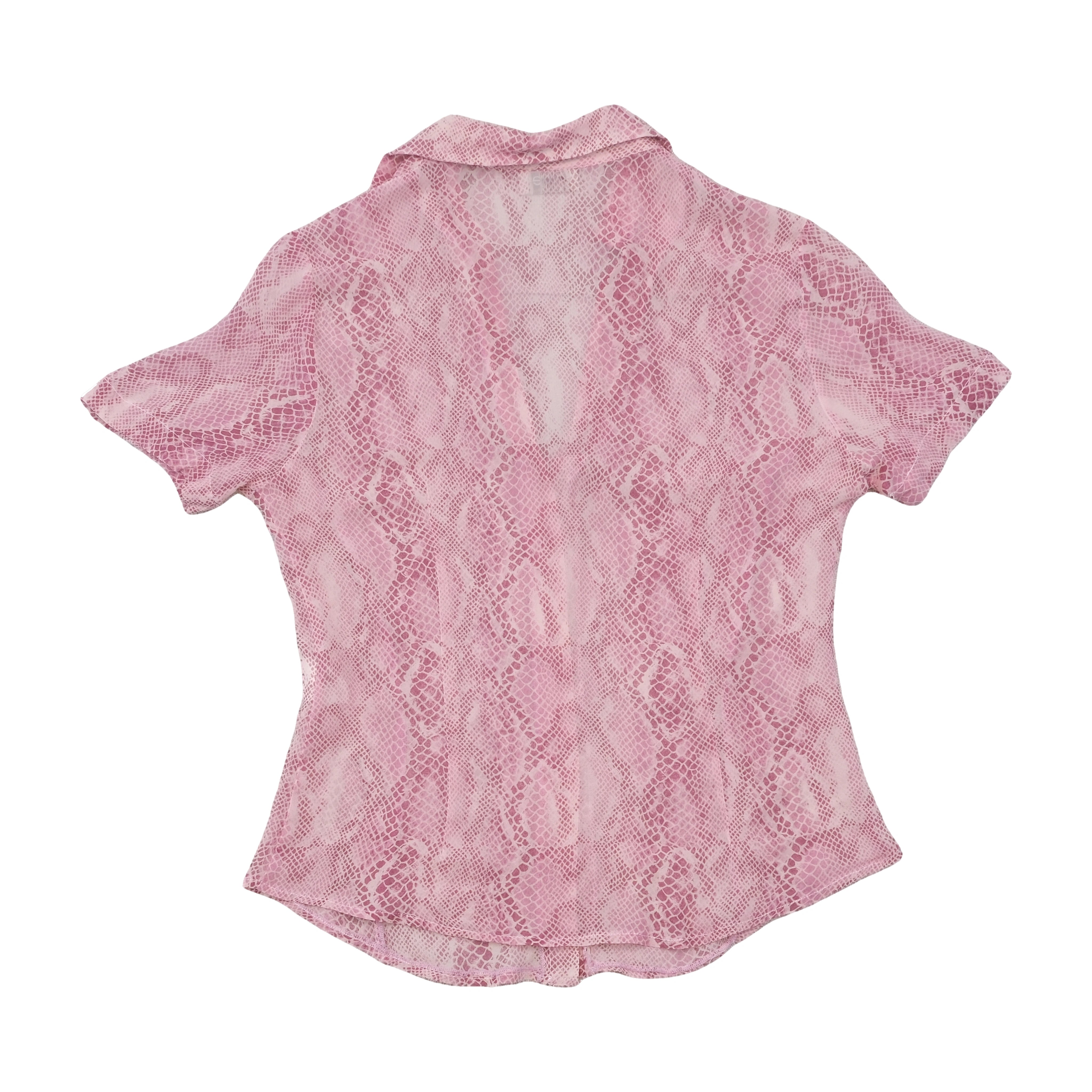 Oltre Pink Snakeskin Print Short Sleeve Button Up Shirt