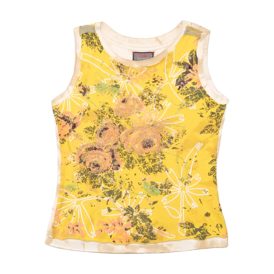GURU Beaded Floral Cotton Tank Top
