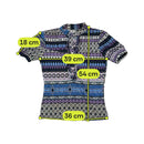 Vintage Geometric Ruffle Front Blouse