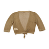 MAX&Co. Metallic Gold Open-Knit Tie-Front Cropped Cardigan 2