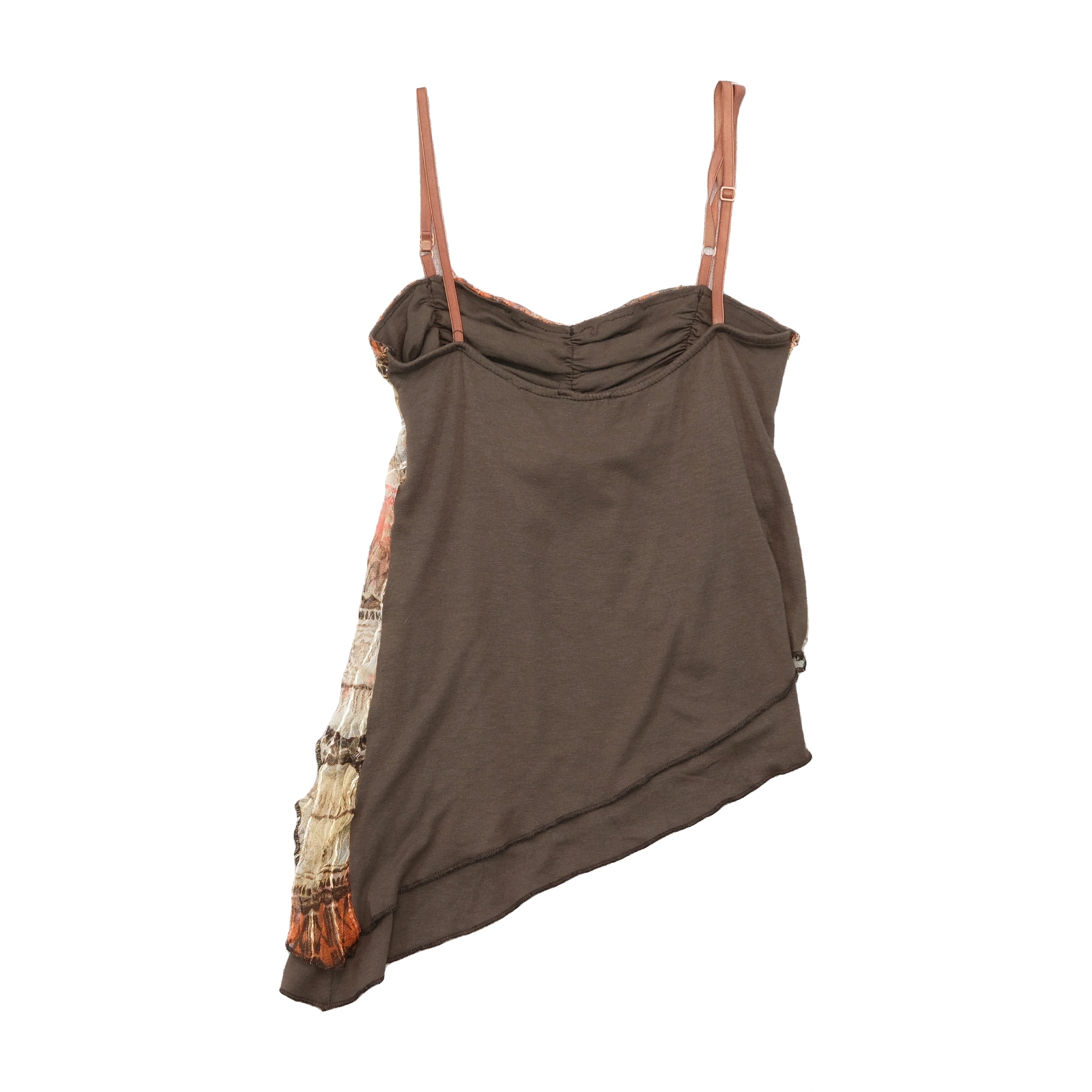 KluXG Asymmetrical Mesh Overlay Tank Top