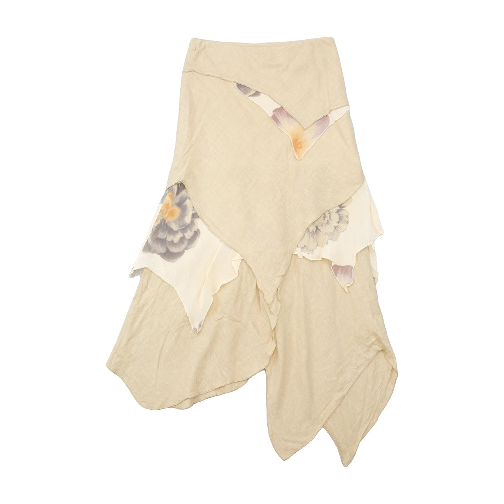 Italian Floral Handkerchief Hem Linen Viscose Skirt