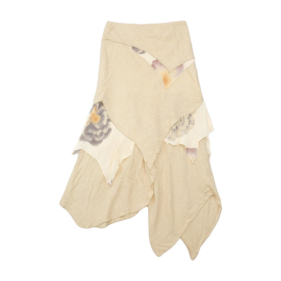 Italian Floral Handkerchief Hem Linen Viscose Skirt