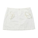 Miss Sixty White Cotton Zip Front Mini Skirt with Drawstring Cutout Pockets