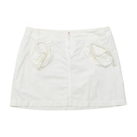 Miss Sixty White Cotton Zip Front Mini Skirt with Drawstring Cutout Pockets