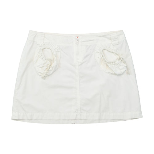 Mini saia Miss Sixty em algodão branco com Fecho e Bolsos Recortados com Cordão