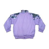 Vintage Abstract Print Purple Windbreaker Jacket
