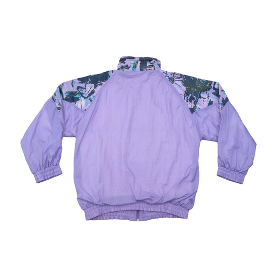 Vintage Abstract Print Purple Windbreaker Jacket