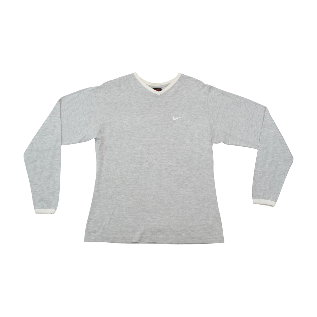 Nike Vintage Gray Long Sleeve V Neck Shirt