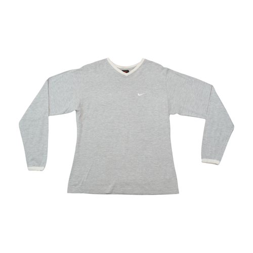 Nike Vintage Gray Long Sleeve V Neck Shirt