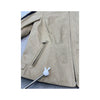 Vintage Beige Leather Moto Jacket with Black Racing Stripes