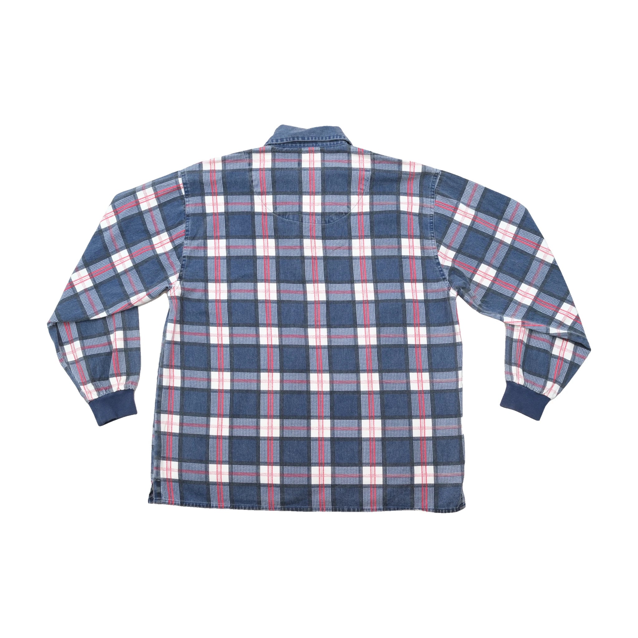 Vintage Blue Plaid Quarter Zip Pullover Shirt