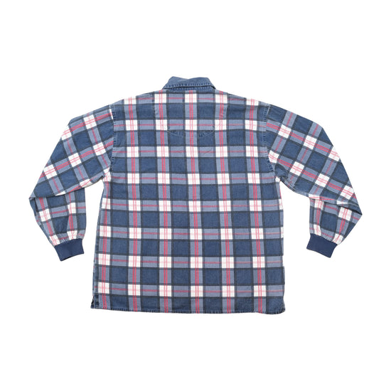 Vintage Blue Plaid Quarter Zip Pullover Shirt