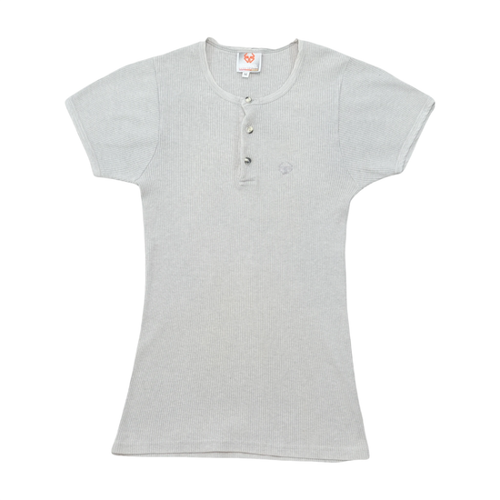 Camisa Henley Stefanel Canelada de Manga curta