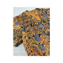 Vintage Orange & Blue Animal Print Short Sleeve Button Up Shirt
