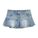 Mezzo Faded Pleated Denim Mini Skort