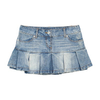 Mezzo Faded Pleated Denim Mini Skort