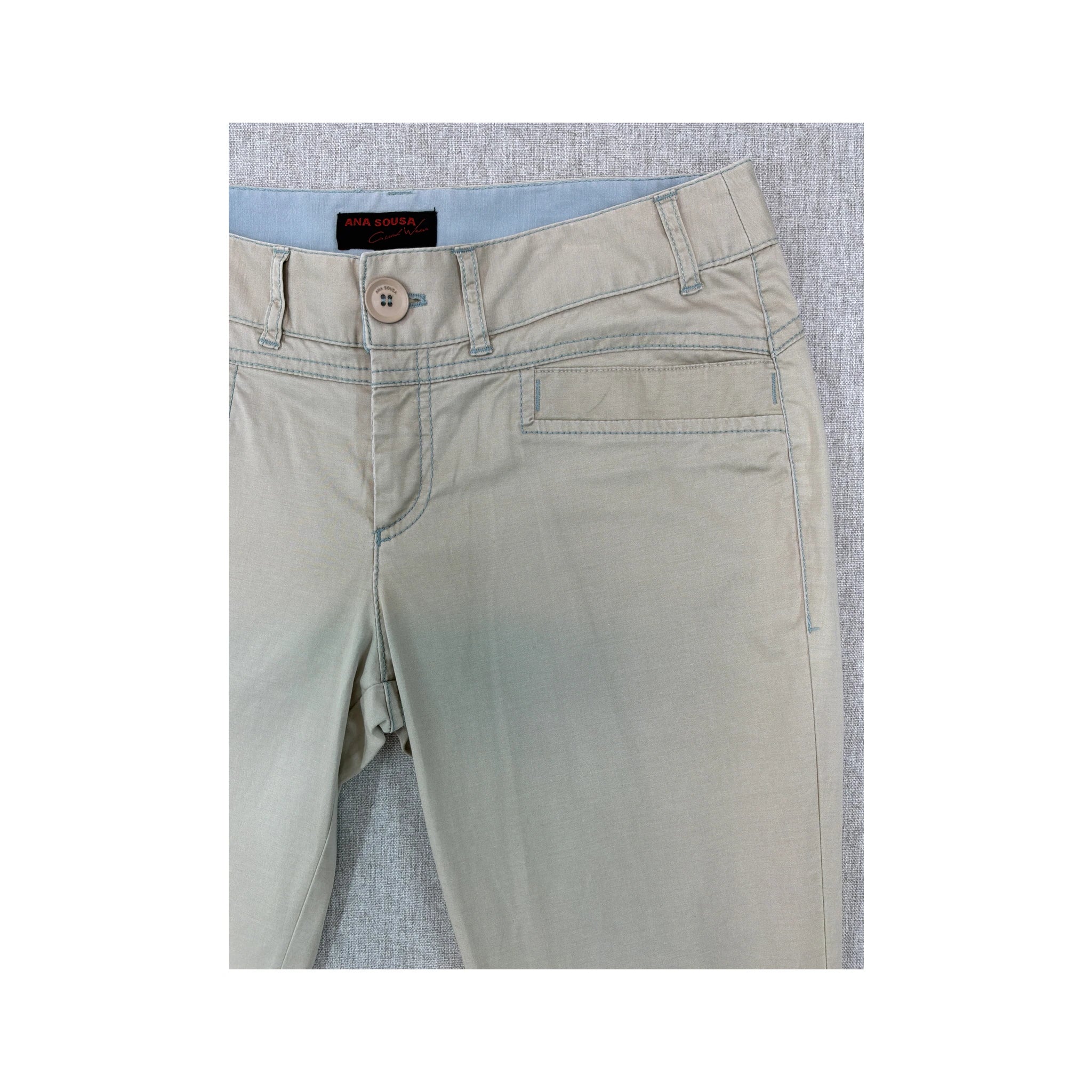 Ana Sousa Blue-Trim Cotton Chino Jeans