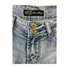 Distressed Denim Flounce Mini Skirt