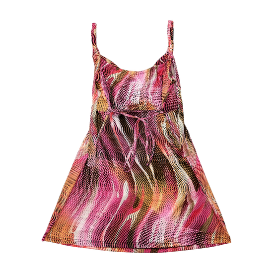 Mini vestido Y2K rosa Elástico com Nó à Frente e estampado abstrato em Espiral