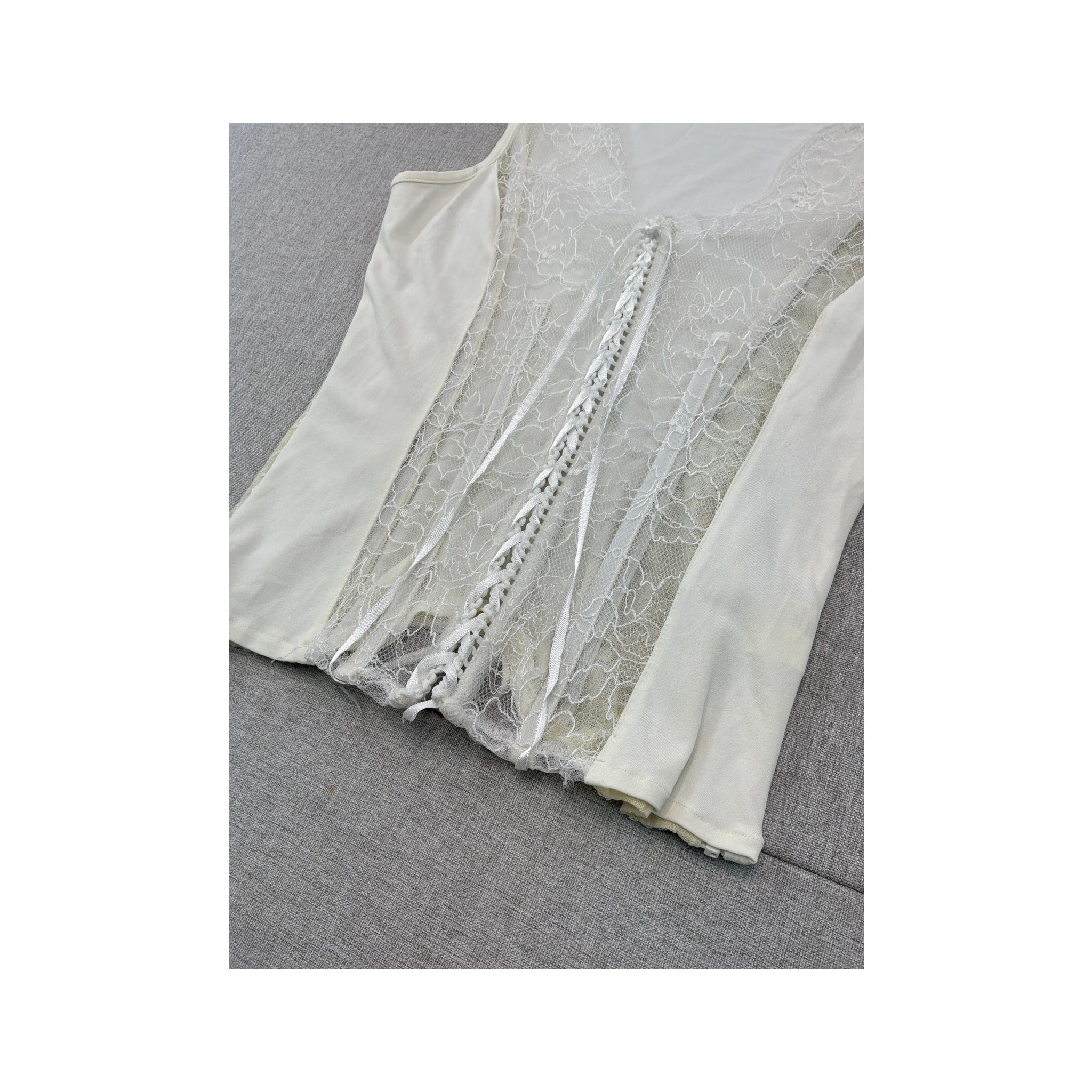 Cristina Effe Lace Up Lace Panel Sleeveless Blouse