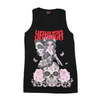 Top de alças Yakuza em algodão com estampado Fairy Skull