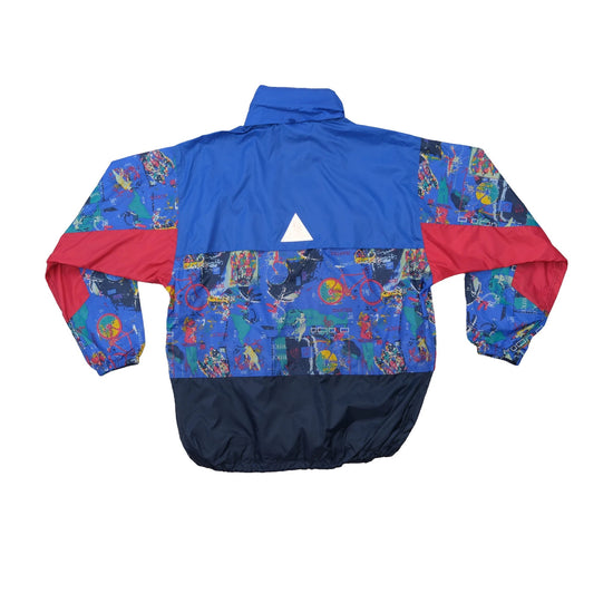 Jeantex Abstract Bike Print Colorblock Windbreaker Jacket
