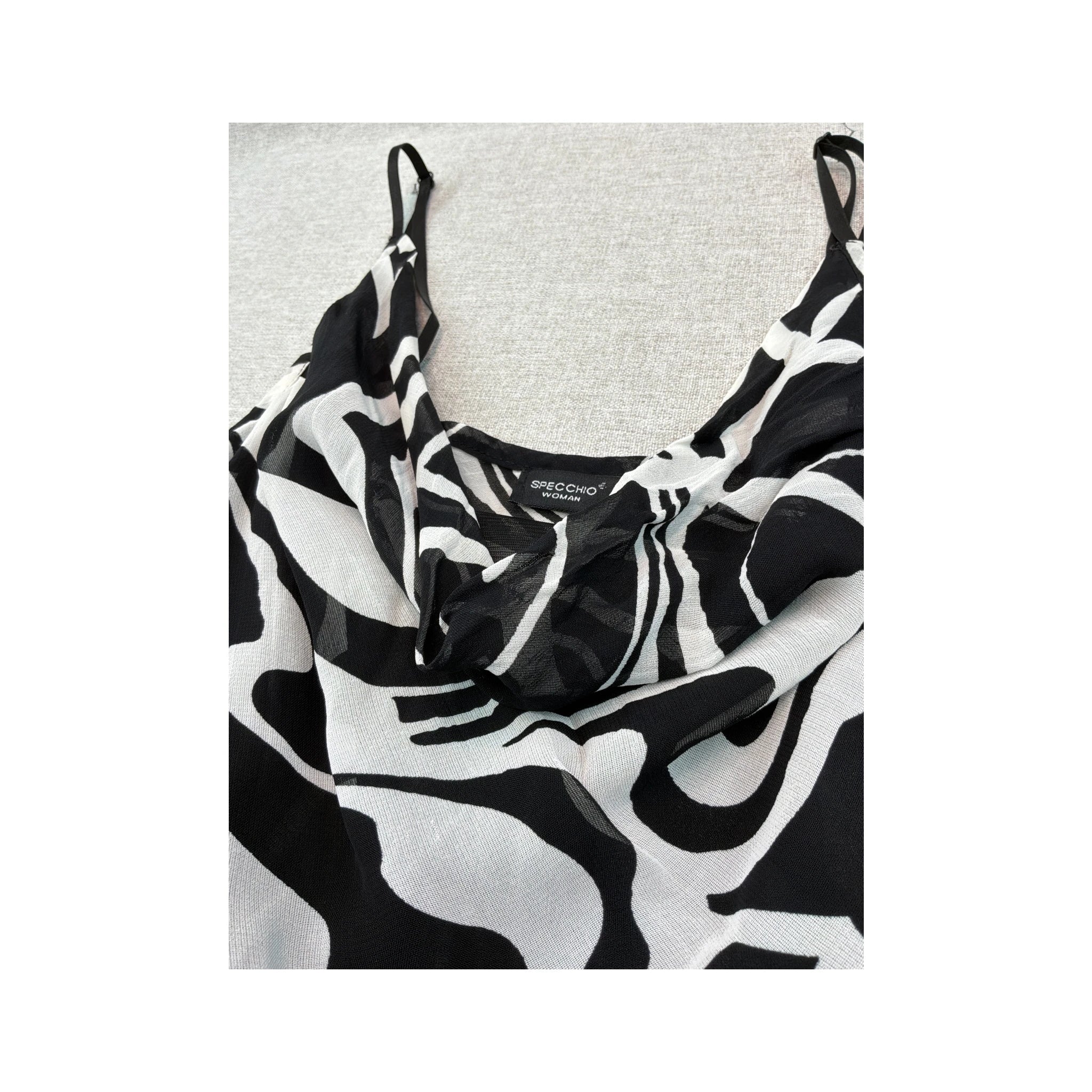 Specchio Abstract Print Cowl Neck Slip Dress