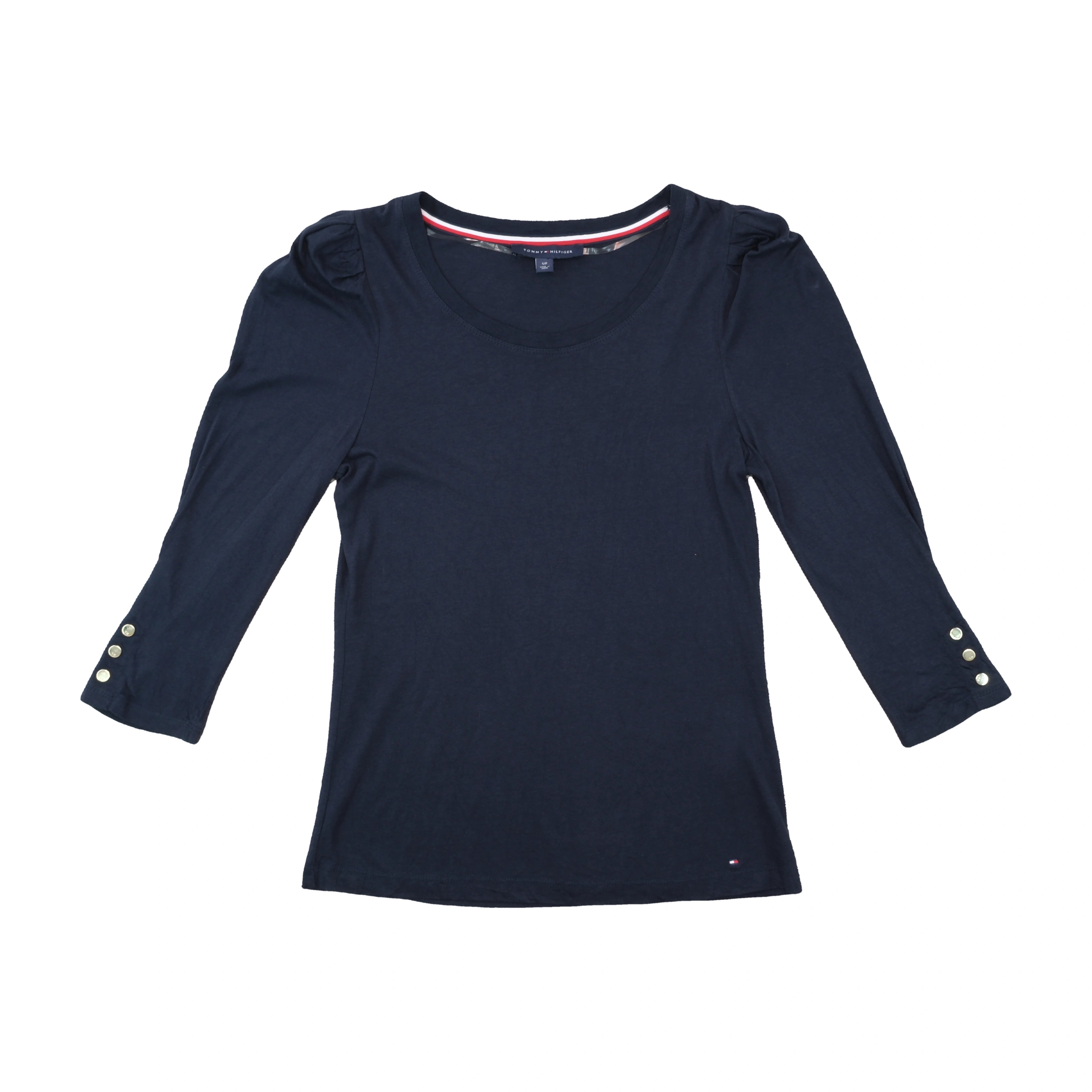 Tommy Hilfiger Puff Shoulder Scoop Neck Shirt