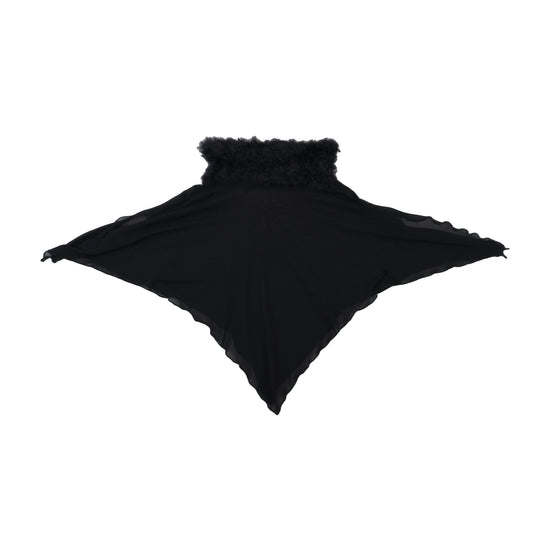 Oviesse Black Faux Fur Collar Poncho Capelet