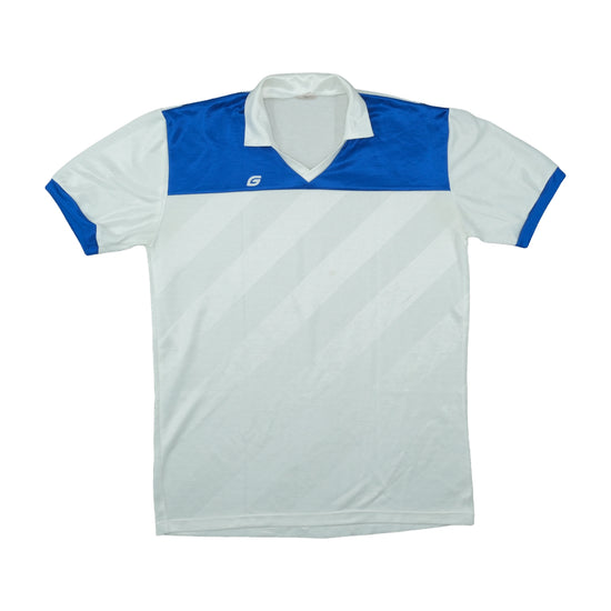 G Vintage 1980s Polo Shirt White Blue Colour-Block L