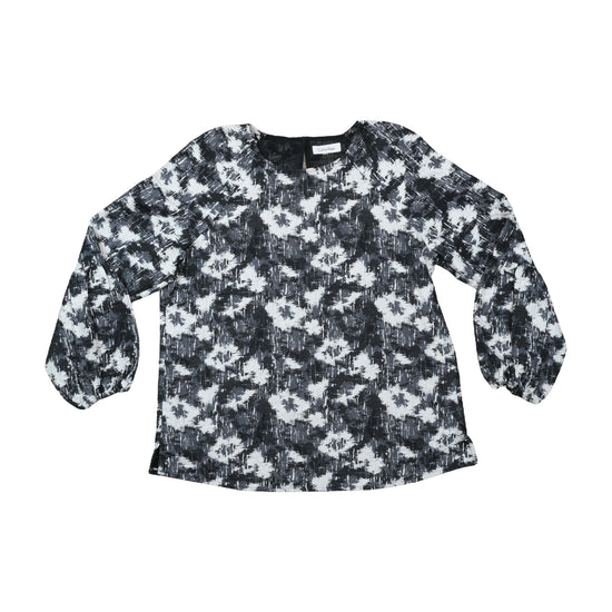 Calvin Klein Blouse Abstract Brushstroke Print Black