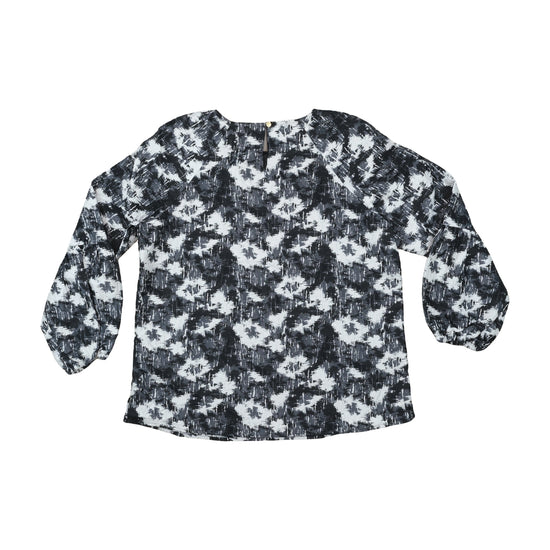Calvin Klein Blouse Abstract Brushstroke Print Black