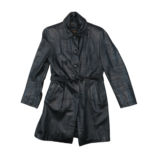 Astero Leathers Belted Leather Coat Black XS