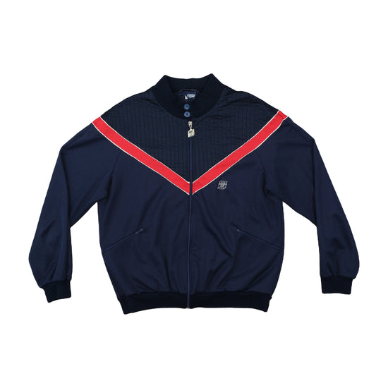 Golden Cup Track Jacket Navy 1980s Chevron Stripe